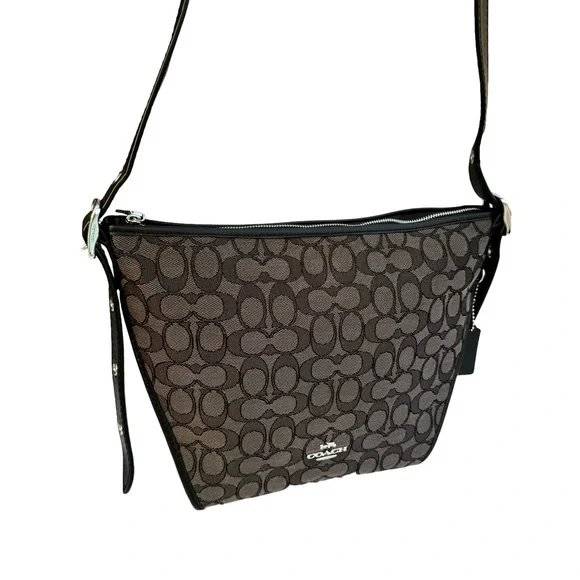 Coach Dufflette Shoulder Bag Signature Black Leather Crossbody - Picture 3 of 17